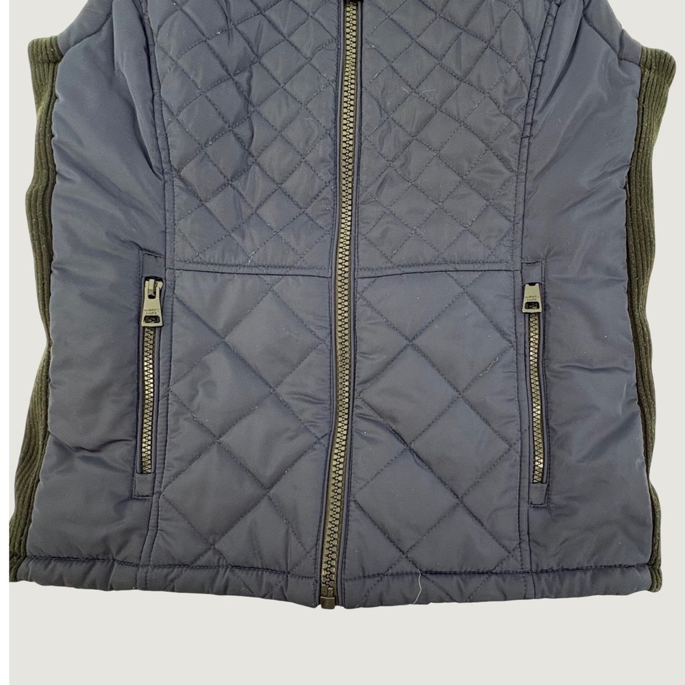 Andrew Marc Quilted Vest Women Small Navy Blue Ribbed Side Panels AP807486 - Picture 3 of 8